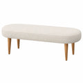 Banc de chambre rectangulaire en tissu bouclé écru avec pieds en bois massif 120 x 40 x 45 cm