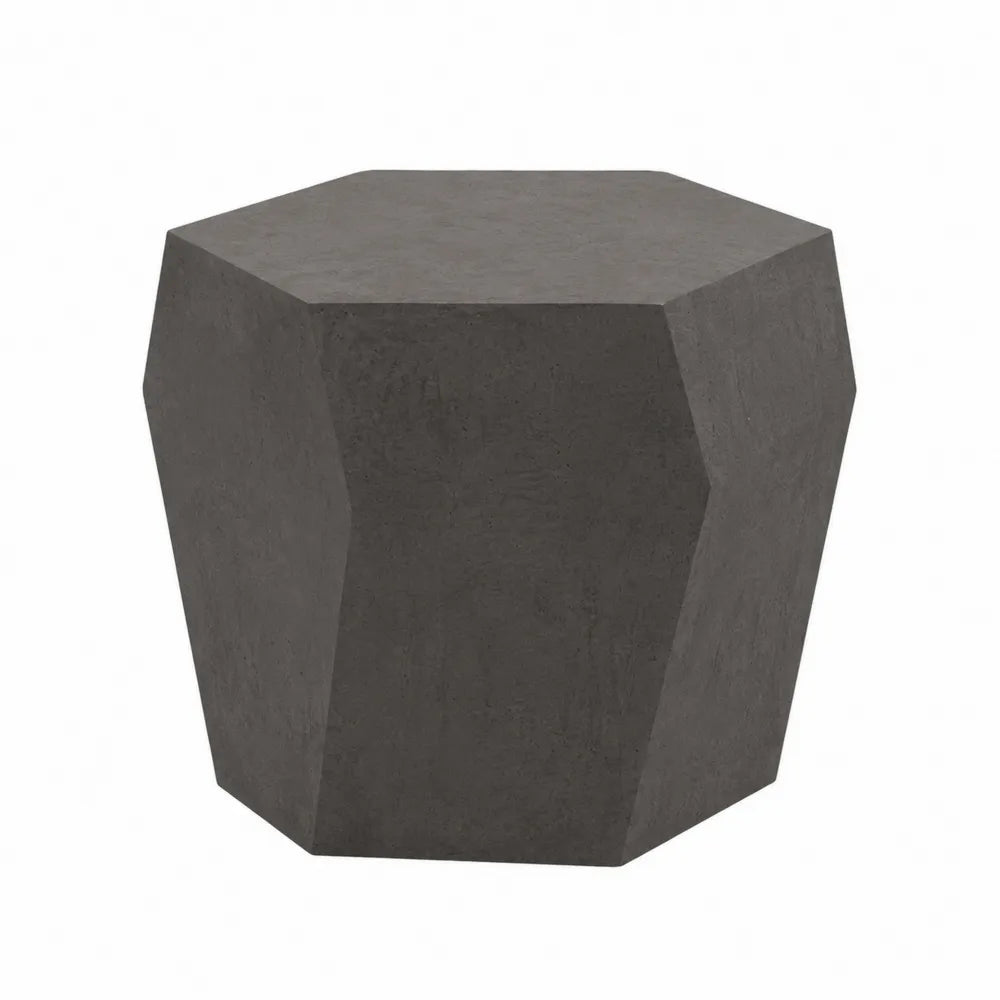 Table d’appoint extérieure en béton fibré gris anthracite forme polygonale 45 x 45 x 45 cm