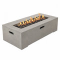 Table brasero extérieure rectangulaire à gaz en béton composite gris avec brûleur acier inoxydable