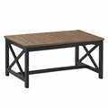 Table de jardin rectangulaire en bois d’acacia et acier thermolaqué noir plateau marron 160 cm x 90 cm x 75 cm