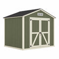 Abri de rangement extérieur 213 x 130 x 173 cm en polypropylène vert et blanc avec toit acier noir et double porte