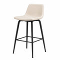 Tabouret de bar avec dossier bas en revêtement PU beige et structure en acier noir 46 x 50 x 92 cm