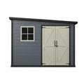 Abri de jardin de rangement extérieur 213 x 130 x 185 cm en acier galvanisé gris ardoise avec double porte et fenêtre