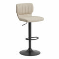 Tabouret de bar réglable pivotant avec dossier en tissu bouclé beige base acier noir 45 cm x 45 cm x 85-105 cm