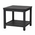 Table de jardin carrée en acier noir 60 x 60 x 55 cm à deux niveaux plateau à lattes